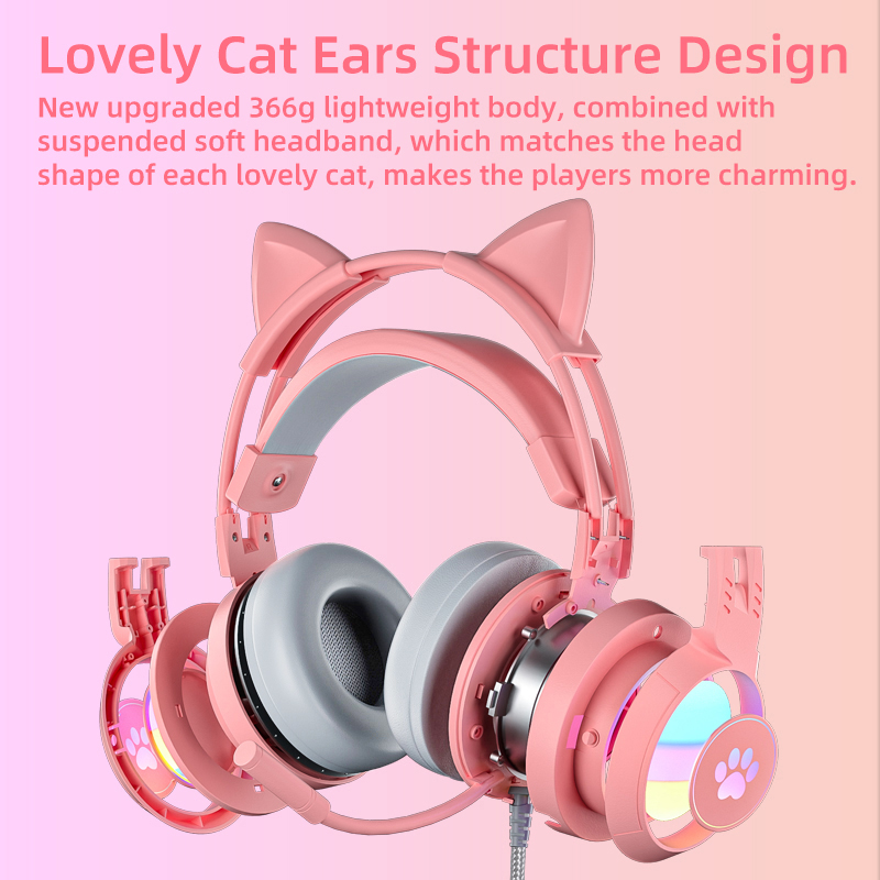 Gaming Headset Rgb - Headset Gaming Pink untuk PC, PS4,