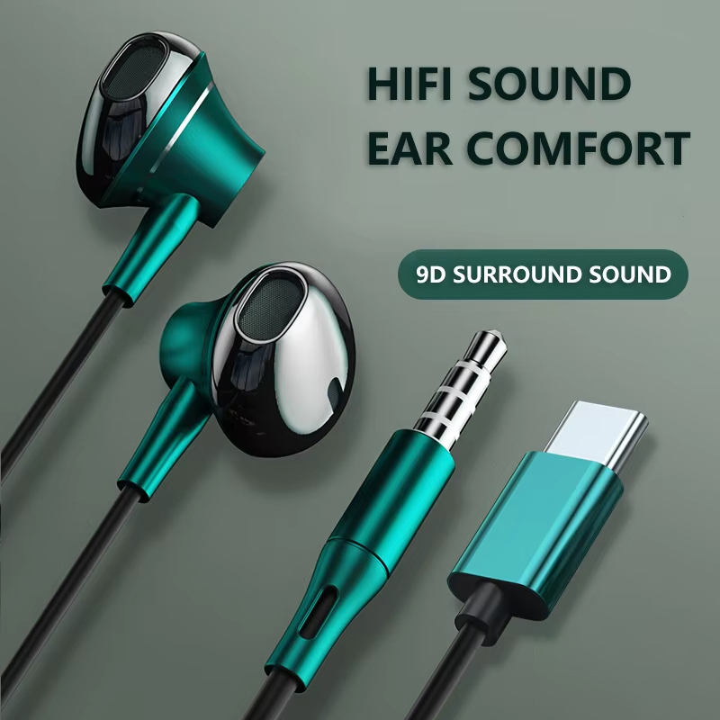 Wired Earphone Mic - Headset Kontrol Volume Tipe C dan