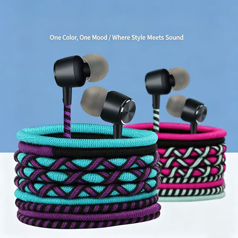 Wired Earphone Mic - Earphone Berkabel Kepang 3.5mm In-Ear dengan